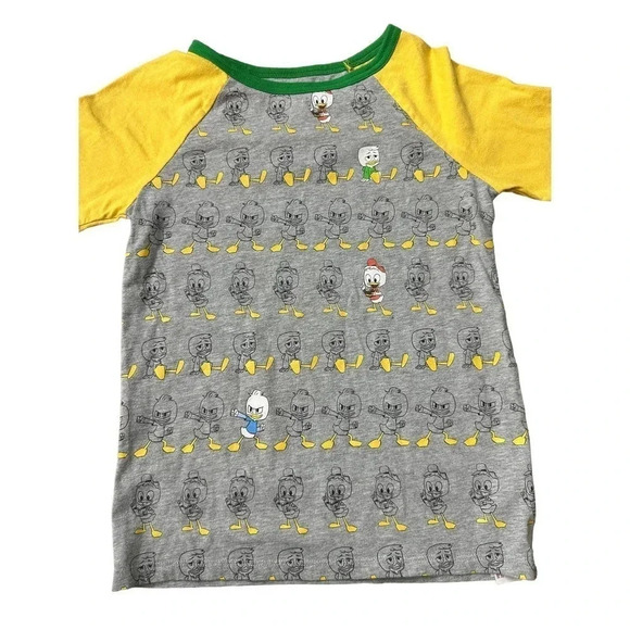 Disney Duck Tales T-Shirt Huey Dewey & Louie Crewneck Gray Yellow Kids Size XL - Picture 2 of 4